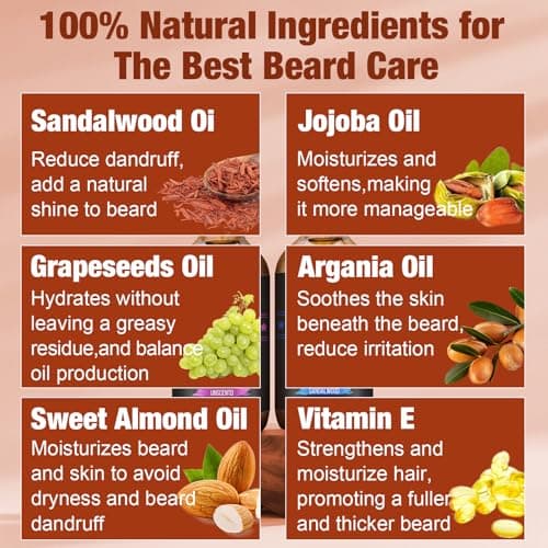 Beard Oil for Men,4 Floz,2 Packs Natural Sandalwood & Unscented Beard Growth Oil with VE,Argan & Jojoba Oil,Softens,Moisturizes,Strengthens,Adds Shine,Reduces Frizz,No Fragrance Conditioner for Men - Thumbnail 3