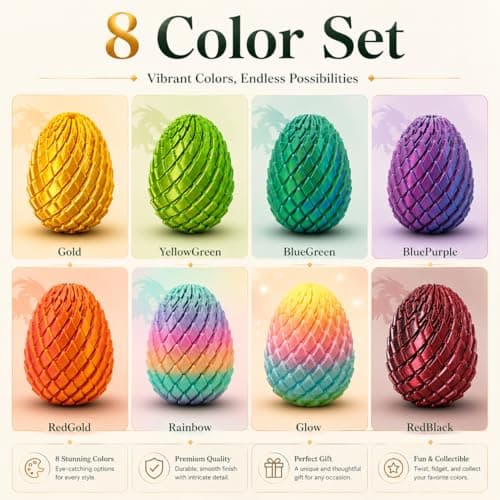 JimSeiSei 3D Printed Fidget Toy, Twisty Dragon Eggs, Spiral Slippery Egg Fidget Toy, Stress Relief Sensory Desk Toy for Adults and ADHD, Rotating Focus Anxiety Relief Pocket Toy (Bluegreen) - Thumbnail 6