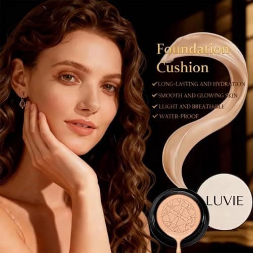 Foundation Cushion, 2026 New Mushroom Head Air Cushion Cc Cream, Full Coverage Foundation for Older Women, Bb Cream for All Skin Types (Natural color) - Thumbnail 5