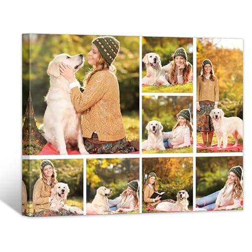 GagetElec Canvas Prints with Your Photos Canvas Pictures Custom Personalized Photo Picture Canvas Customized Photo Personalized Wall Art Valentines Day Gifts for Couple Framed Horizontal (8 Photos)