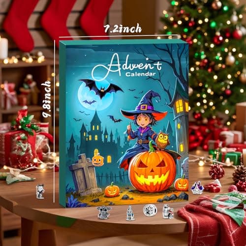 2026 Advent Calendar Halloween Christmas 24 Day Countdown Calendar with DIY Glow in the Dark & Cat's Eye Beaded Bracelet, Surprise Halloween Christmas Jewelry Gift for Kids Girls Daughter Niece Granddaughter - Thumbnail 6