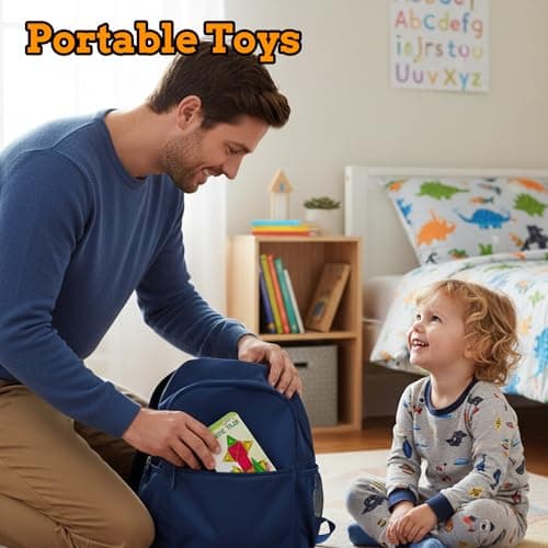 SKTMYY Mini Magnetic Tiles,Travel Magnetic Tiles with Iron Box,Car Airplane Travel Essentials for Kids Ages 3+,Creative STEM Magnet Toys Birthday Gift for Boys & Girls - Thumbnail 4