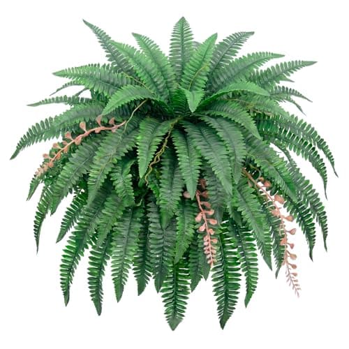 AMORISE 49" Artificial Boston Fern Bush with 98 Fronds, Large Artificial Ferns for Outdoors, Faux Ferns Artificial Boston Ferns for Outdoor Planter Indoor Home Garden Porch Decor - Image 1