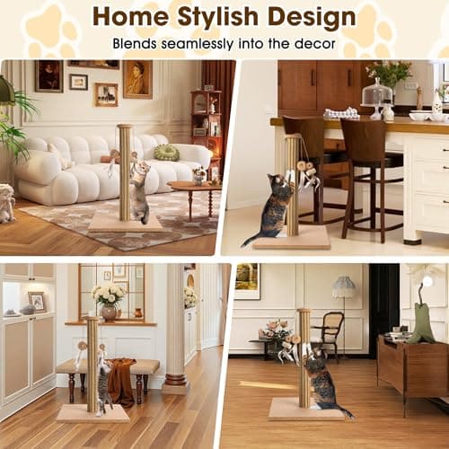 Natural Cork Vertical Cat Scratching Post-Cork-cat Scratcher with Feather Toy-cat Tree-cat scratchers for Indoor Cats Toys Stable Base-Eco-Friendly-Safe-Noise-Reducing for Claw Health-Home Decorate - Thumbnail 3