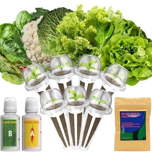 Lyko Heirloom Salad Greens Seed Pod Kit for AeroGarden, iDoo, Ahopegarden, GARDENCUBE, 7 Pods with American Fast/Paris Island/Buttercrunch Lettuce, Spinach, Swiss Chard, Cauliflower, Wild Cabbage