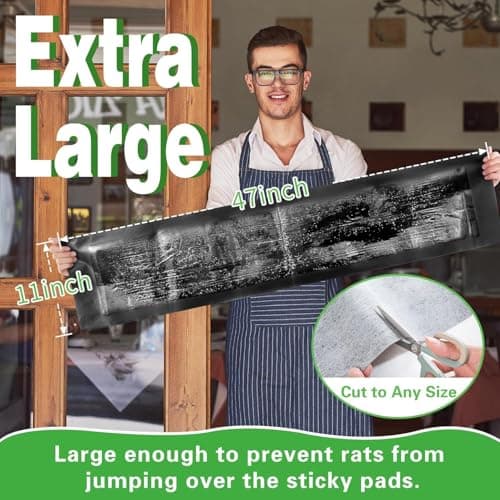 Kittmip 12 Pack 47 x 11 Mouse Glue Traps, Large Super Sticky Rat Glue Traps, Anti Slip and Pet Friendly, Peanut Scented Mice Sticky Board That Work for Home Indoor Outdoor Restaurant Kitchen Office - Thumbnail 2