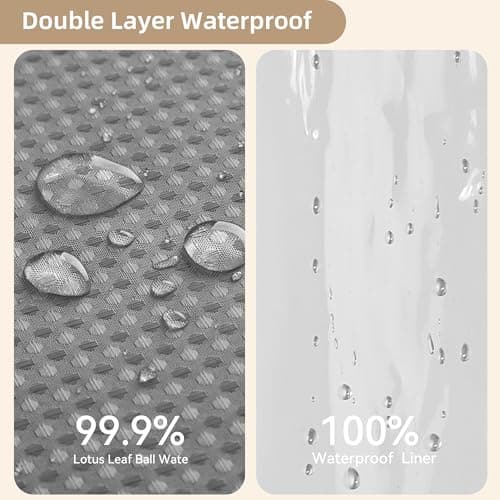Lameirose Grey Shower Curtain and Liner Set, 3 in 1 Waffle Shower Curtain Set with 12 Double Sided Shower Curtain Hooks, Fabric Shower Curtains for Bathroom 72 x 72 - Thumbnail 5