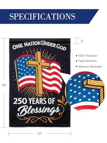 250 Anniversary USA Flag Garden Flags for Outside Double-Sided Patriotic Banner 12x18 Inch Yard Decor, Flag Only - Thumbnail 3