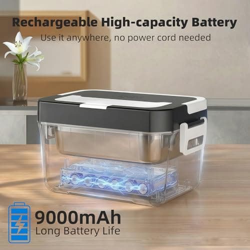 Vabaso Cordless Electric Lunch Box for Adults, App Control Heated Lunch Box with 27000mAh Detachable Battery, 1.2L Self Heating Lunchbox with Timer, Memory & Auto Keep Warm for Work Travel Outdoor - Thumbnail 3