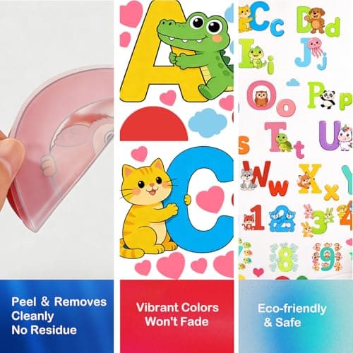 Humerry 220 PCS Alphabet Wall Stickers, 9 Sheets Montessori ABC Wall Decals with Uppercase and Lowercase Letters, Numbers and Shapes, Educational Wall Decor for Nursery, Playroom, Classroom Decor - Thumbnail 4