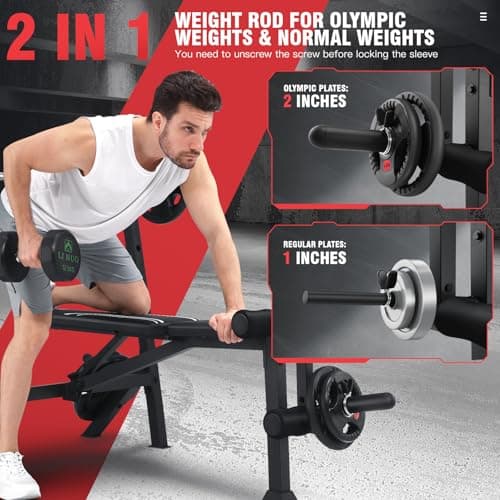 ANCHEER 900LBS Weight Bench Set with Squat Rack, Adjustable Bench Press Set with Leg Extension and Leg Curl, Flat Incline Decline Workout Bench for Home Gym Full Body Strength Training - Thumbnail 5