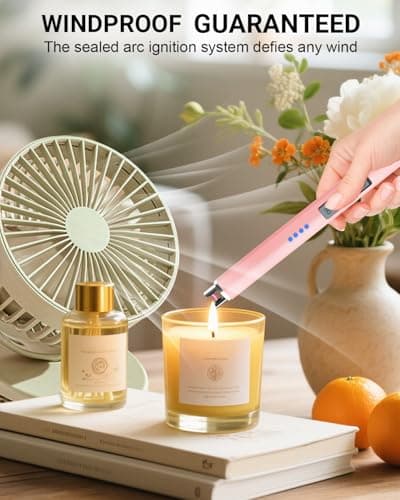 FUKKUDA Electric Candle Lighter with Safety Switch - USB Rechargeable Windproof & Flameless Plasma Arc Lighter for Easter Basket Stuffers (Rose Gold) - Thumbnail 3