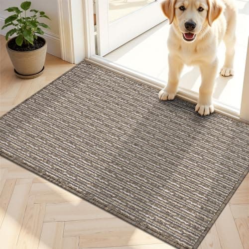 Ileading Indoor Door Mat 24"x36" Non-Slip Washable, Super Absorbent Stain Resistant Pet Friendly Muddy Paws Welcome Mat, Entryway Mat for Entrance Bath Laundry (Beige) - Image 1