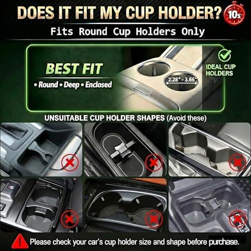 Car Food Tray & Car Table Tray with Car-Grade Aluminum Cup Holder & Phone Stand, Premium Wood with Leather Surface, 360° Rotating Car Desk for Laptop &Eating (Round, Black&Grey) - Thumbnail 3