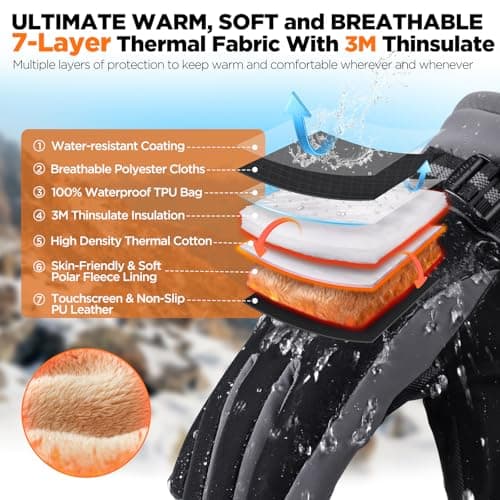 rivmount 3M Thinsulate Winter Gloves Men Women, Thermal Ski Gloves for Cold Weather with Warm, Touchscreen, Waterproof, Windproof for Outdoor, Running, Skiing, Cycling, Working, Snow Black-Gray Size M - Thumbnail 2