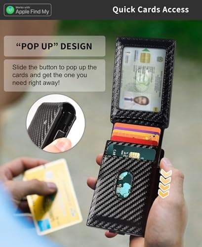 Auskang Gift Wallet for Men, Smart Wallet with Tracker, AirTag Wallet Substitute, Minimalist Leather Pop Up Card Holder Works for Find My App, RFID-Blocking Mens Wallet with Money Clip - Thumbnail 3