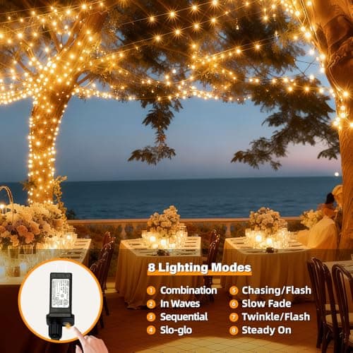 AHAWILL Warm White Christmas Lights Outdoor,166FT 500LED String Lights with 8 Modes,Christmas Tree Lights Indoor Plug in,Waterproof Twinkle Fairy Lights for Party,Classroom,Home Decor - Thumbnail 2