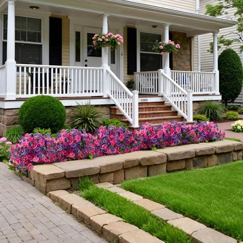 idredn Artificial Flowers for Outdoors Decoration,20 Bundles Fake Morning Glory Petunias for Outside Artificial Faux Plants for Home Porch Patio Balcony Planter Yard Garden Dark Purple Light Purple - Thumbnail 4