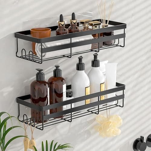 WOWBOX Shower Caddies 2 Pack - Adhesive Hanging Shower Shelf - Bathroom Organizers and Storage, No Drilling Stainless Shower Shelves for Home Decor, Bathroom Accessories - Thumbnail 2