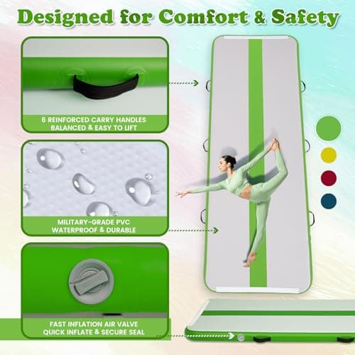 Tuxedo Sailor 10’ Inflatable Gymnastics Mat - Premium Heat Sealed Process,Tumbling Mat with Electric Pump, Repair Kit & Backpack - Multi-Scene exercise Mat Use for Gym, Yoga, Home, Outdoor - Thumbnail 3