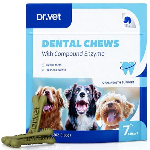 Dr.vet Dog Dental Chews, Dog Dental Sticks for Plaque and Tartar Remover for Dogs, Dog Breath Freshener and Teeth Cleaning Treats, Rawhide Free Dog Chews for Small Breed Dog Treats, 100g (7 Sticks)