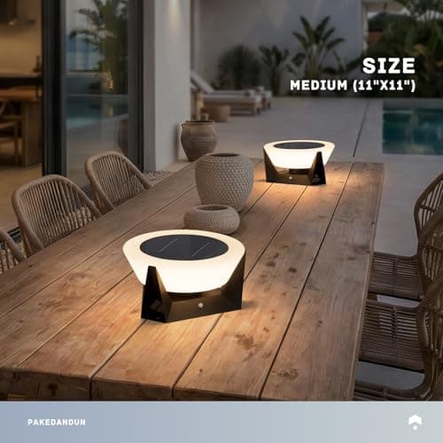 PAKEDANDUN 11" Solar Post Lights, IP54 Waterproof Solar Pillar Lights Outdoor, Dusk to Dawn Outdoor Lamp Post Light, Stainless Steel Column Lighting for Posts Outside Deck Patio Garden E26 Bulb - Thumbnail 6