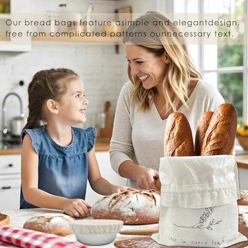 Cacolor ‌2 Pack Reusable Linen Bread Bags for Homemade Sourdough - Eco-Friendly Bread Storage with Proofing Bowl Cover | Baking Accessories & Sustainable Kitchen Essentials - Thumbnail 6