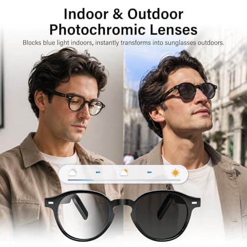GetD 2026 AI Smart Glasses for Men Women, Translation Glasses with ChatGPT 145 Language, Photochromic Lenses, Bluetooth Glasses 11H Music Play /9H Call for Travel Daily Use - Thumbnail 2