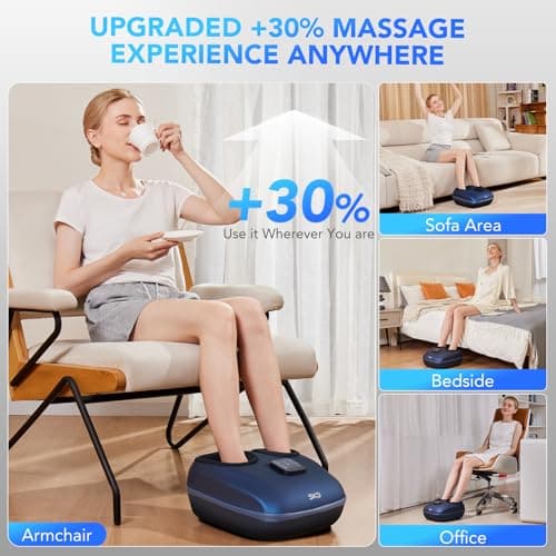 SKG Foot Massager with Heat and Remote, Upgrade Electric Feet Massager for Plantar Fasciitis Pain Relief, 3 Levels Compression Massage for Neuropathy Plantar Fasciitis, Up to Size 13 Home Office Use - Thumbnail 4