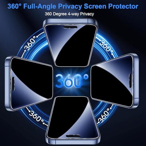 OneFish Screen Protector for iPhone 14 Pro Max Privacy, 4-Way 360° Anti-Spy Tempered Glass, 9H Hardness, HD Clear Anti-Fingerprint 3D Curved Edges, Case-Friendly & Easy Installation [2 Pack] - Thumbnail 2