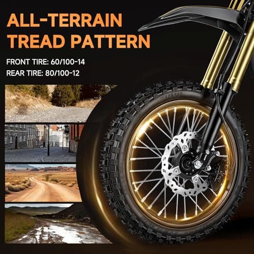 Oryxearth Electric Dirt Bike, 3000W Peak Motor 31mph Electric Motorcycle for Teens Adults, 48V 20Ah Removable Battery, Dual Hydraulic Brakes, Front & Rear Suspension Off-Road Ebike with 3-Speed Modes - Thumbnail 6
