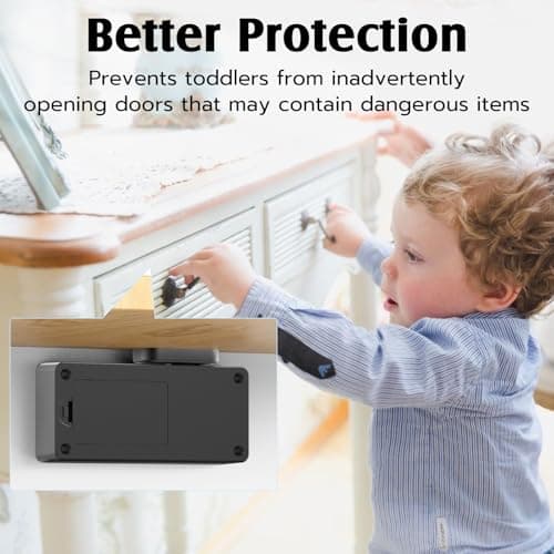 Drawer Lock RFID Card NFC Hidden Cabinet Lock for Kitchen Pantry Furniture eLinkSmart Cupboard Door with Bluetooth APP Child Safety No Drilling Required Black - Thumbnail 5