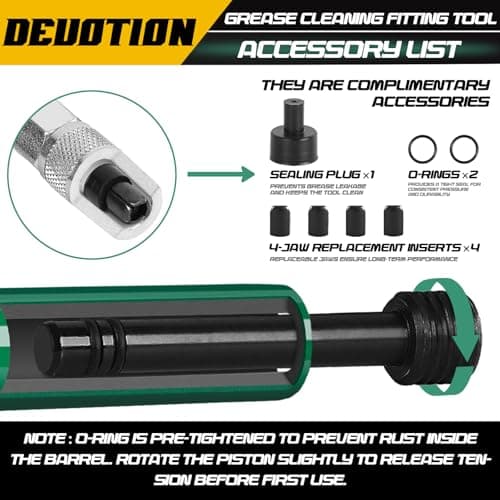 DEUOTION Grease Fitting Cleaning Tool, Replacement 4-Jaw Inserts for Grease Coupler, Penetrating Fluid & Hydraulic Pressure for Fast, Safe Removal of Clogged Fittings, Pins, Shafts, Bushings - Thumbnail 5