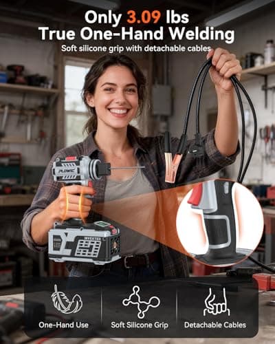 PLOWIC Portable Welding Machine:【2026 Next-Gen】110V Handheld Welder with Balanced Design, LCD Display & 3 Modes (MMA/Hot Start/Arc Force), 200A IGBT Inverter ARC Welder Gun Fits 1/16"-1/8" Rods, Gray - Thumbnail 6