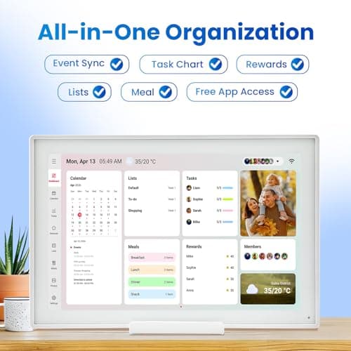 16" Smart Digital Calendar, Wall Desk Mount Planner with Google iCloud Sync, Touchscreen Family Organizer for Chore Chart, Meal Planning & Task Rewards（White） - Thumbnail 4