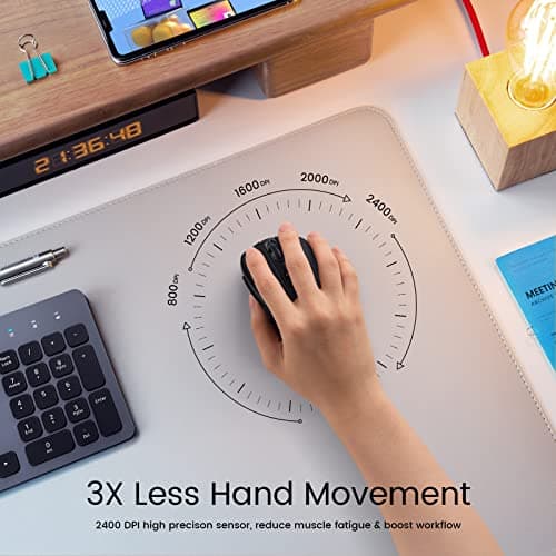 HOTWEEMS Wireless Mouse, D-09 Computer Mouse USB Cordless Mice for Laptop, Ergo Grips, Lightspeed 5-Level 2400 DPI, 16 Months Battery, Portable for PC Mac Chromebook (Black) - Thumbnail 3