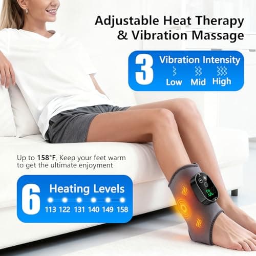 3-in-1 Foot Massager with Super Long Battery Life, USB Charging, 3 Vibration Modes, 6-Speed Temperature Control, Circulation and Pain Relief for Foot Relaxation, Ideal Mothers Day Gift,Grey 2Pack - Thumbnail 6