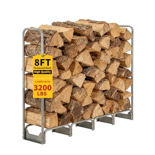 Garvee 8FT Steel Firewood Rack with 600D Waterproof Oxford Cover - Heavy Duty Indoor/Outdoor Log Storage Organizer for Fireplace, Patio & Backyard - Image 1
