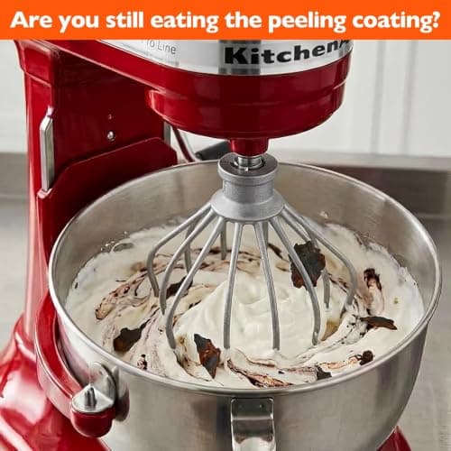 KN256WW Stainless steel 6-wire mixer, kitchen aid whisk attachment, compatible with 5plus-6Quart Bowl lift Stand mixer, Food grade, suitable for mixing cream and cake, dishwasher washable - Thumbnail 5