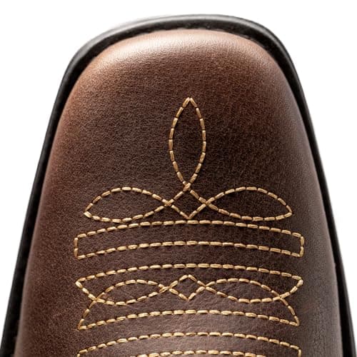 ArcBrothers Cowboy Boots for Men Square Toe - Premium Leather Ankle Western Boots Chelsea Slip On Retro Style Ultimate Comfort & Durability - Thumbnail 2