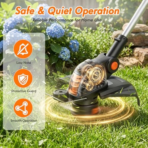 Electric Weed Wacker String Trimmer:2 x 4.0Ah Batteries Cordless Weed Eater, 21V Battery Powered, Grass Edger Lawn Tool with Fast Charger,12" Cutting Width Eco Friendly - Thumbnail 4