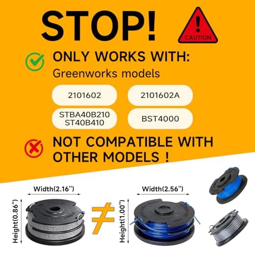 YWTESCH 8 Pack Weed Wacker String Fit for Greenworks String Trimmer, 0.065"-18Ft Dual String Trimmer Line Auto-Feed Weed Eater String Replacement Parts Spool(6-Pack) Cap Cover(2-Pack) - Thumbnail 2