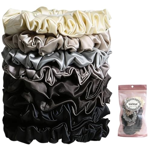 UaiUya 8PCS Skinny Satin Scrunchies, Softer Than Silk Hair Ties, Gentle for Frizz, Ideal Gifts for Women Basic - Image 1
