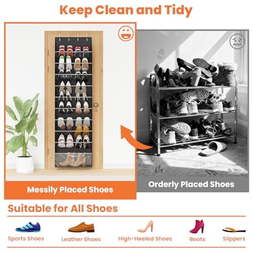 ZATOCL 10-Tier Over The Door Organizer, Space Saving Hanging Shoes Organizer and Storage Unit, Organizer for Closet, Bedroom, Entryway, Black - Thumbnail 3