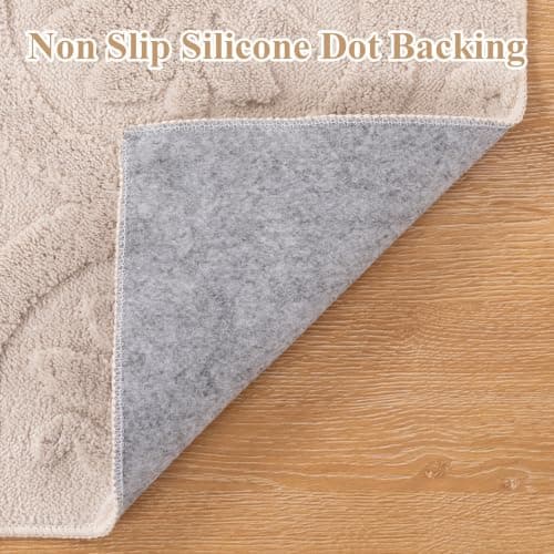 U'Artlines 8x10ft Washable Area Rug for Living Room, Neutral Beige Modern High-Low Pile Rug for Bedroom, Non Slip Soft Cozy Fluffy Large Floor Carpet for Dining Area, Kids Nursery Room - Thumbnail 4