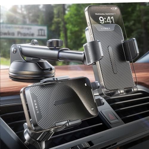 LISEN for iPhone 17 Car Phone Holder Mount, 2-in-1 Suction Cup Phone Mount for Car Dashboard Windshield and Air Vent Cell Phone Holder, Truck Phone Holder for iPhone 16 Pro Max Air 15 14 13 Plus Mini - Image 1