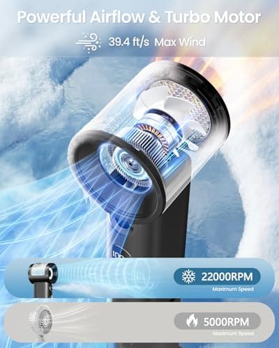 SWEETFULL Handheld Misting Fan Portable - 5000mAh Rechargeable Battery, Powerful Turbo Personal Mister Fans, 5 Speed, Mini Water Spray Mist Hand Fan for Travel, Outdoors, Beach Vacation (Black) - Thumbnail 4