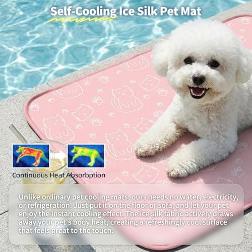 NWK Pet Cooling Mat -Q-Max>0.345 Ice Silk Cooling Mat for Dogs & Cats Portable & Washable Pet Cooling Blanket, Car Seats, Beds for Summer (Pink Cat, 27'' X 20'' X 0.3'') - Thumbnail 6