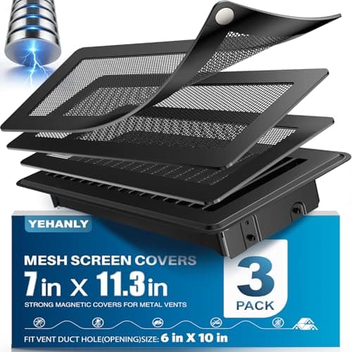 YEHANLY Magnetic Vent Covers with Vent Screen 7x11.3 Inch, Black Mesh Vent Covers for Floor, Wall, Ceiling Air Vents, Ventilate While Prevent Objects from Entering, Air Vent Filters 3 Pack - Image 1