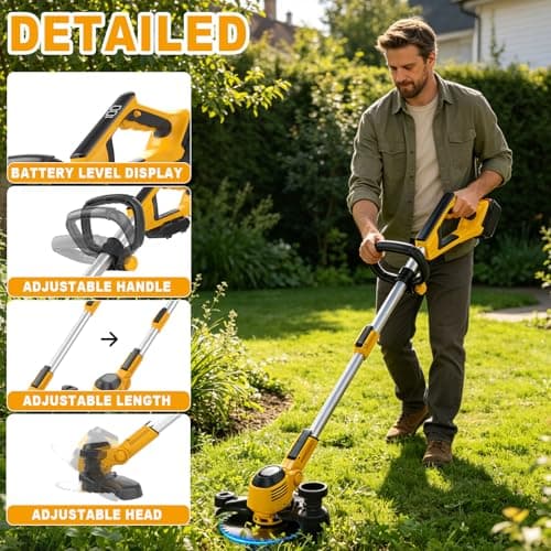Cordless Weed Wacker for Dewalt 20V Battery, Electric Weed Eater, Weed Trimmer Battery Powered, Lawn Trimming (NO Battery Include) - Thumbnail 4